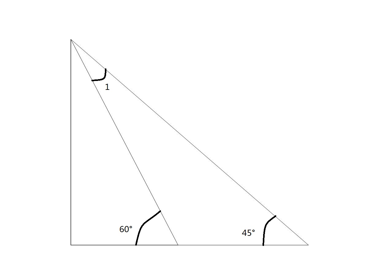 如图所示,图中为两个直角三角版叠放时的图片,则角1=